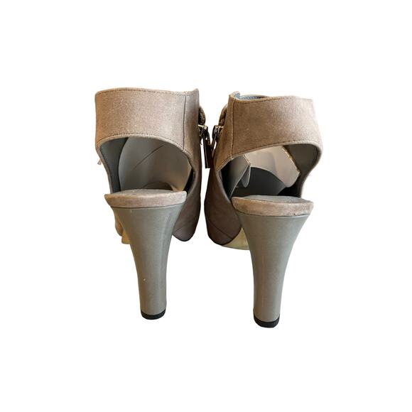 Franco Sarto gray suede open toe platform heels Edgy Moto 7 - Picture 5 of 9